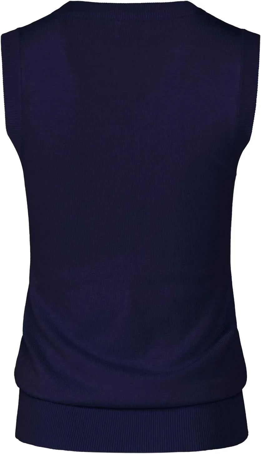 Women's Solid Basic V-Neck Sleeveless Soft Stretch Pullover Sweater Vest Top