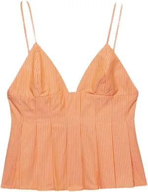 Women's Summer Sleeveless Pleated Camisole Top Adjustable Thin Strap Slim Fit Poplin Versatile Casual Tank