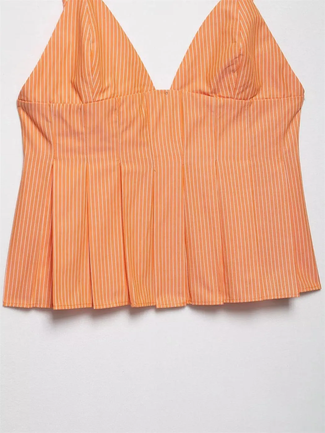 Women's Summer Sleeveless Pleated Camisole Top Adjustable Thin Strap Slim Fit Poplin Versatile Casual Tank