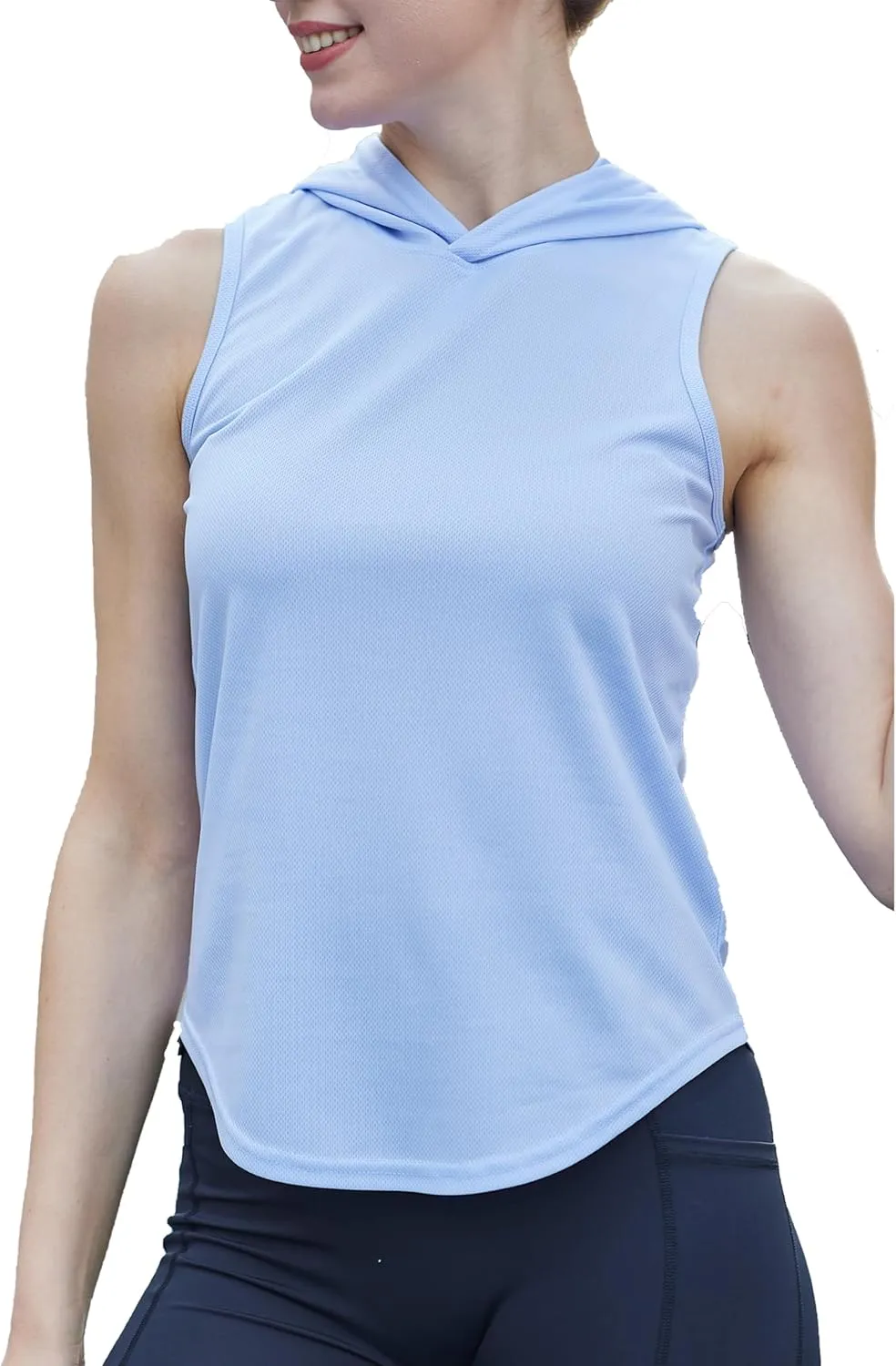 Womens Workout Hooded Tank Yoga Tops Running Shirts Quick Dry Gym Sleeveless Hoodie