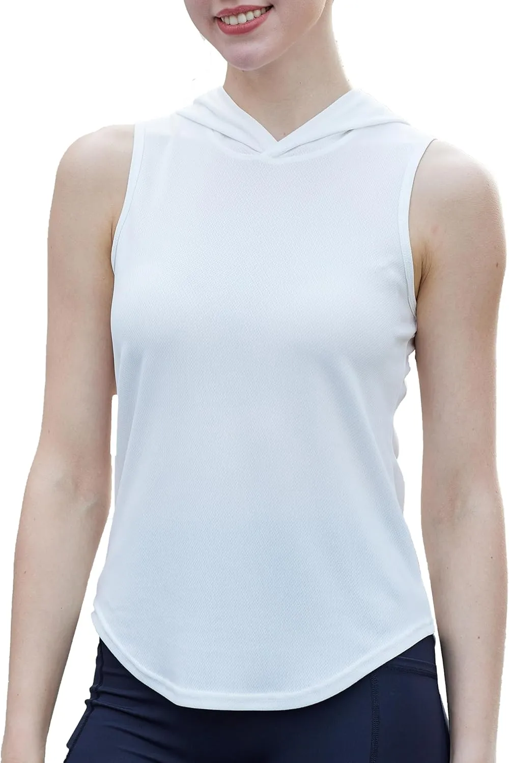 Womens Workout Hooded Tank Yoga Tops Running Shirts Quick Dry Gym Sleeveless Hoodie
