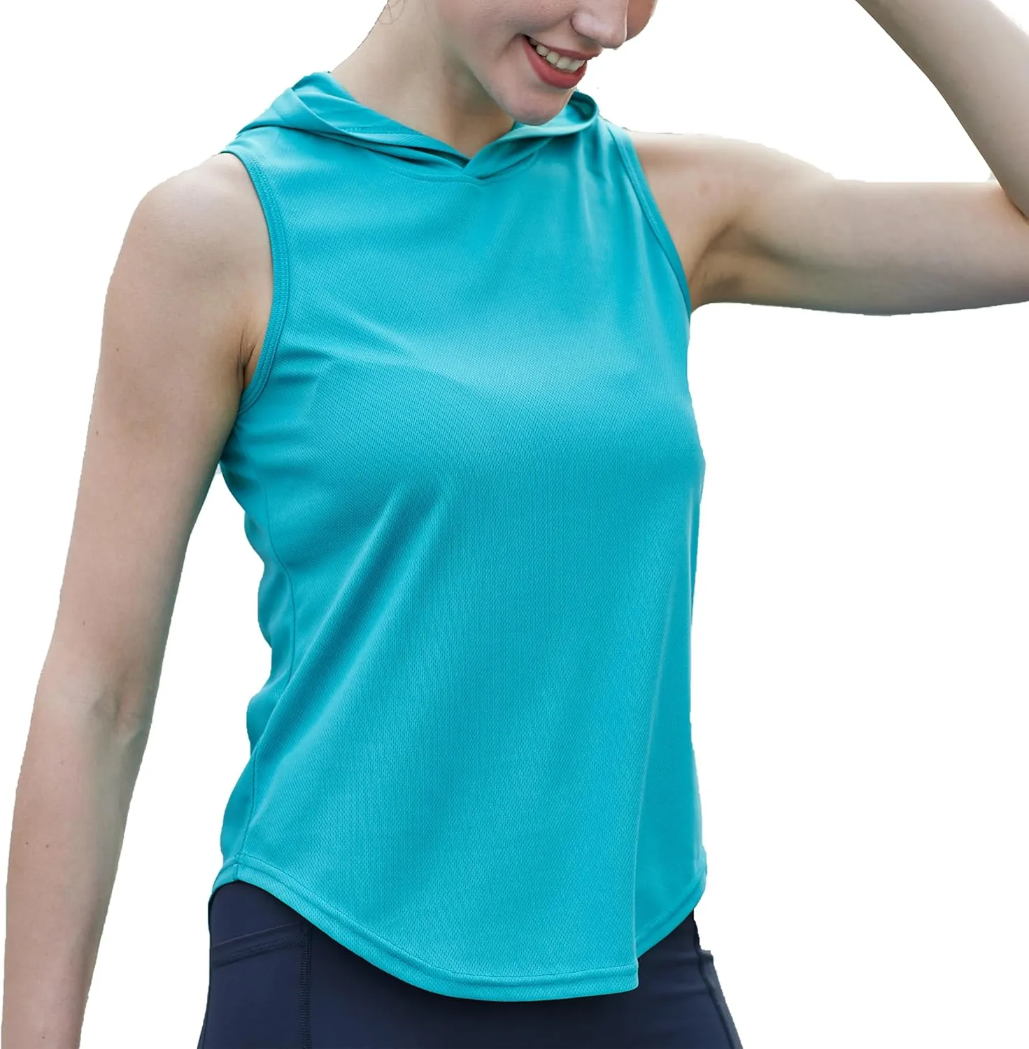 Womens Workout Hooded Tank Yoga Tops Running Shirts Quick Dry Gym Sleeveless Hoodie