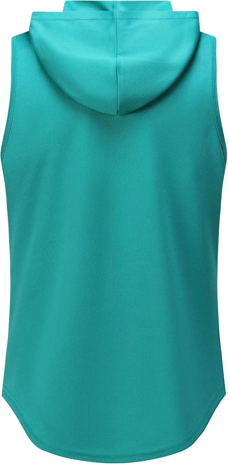 Womens Workout Hooded Tank Yoga Tops Running Shirts Quick Dry Gym Sleeveless Hoodie