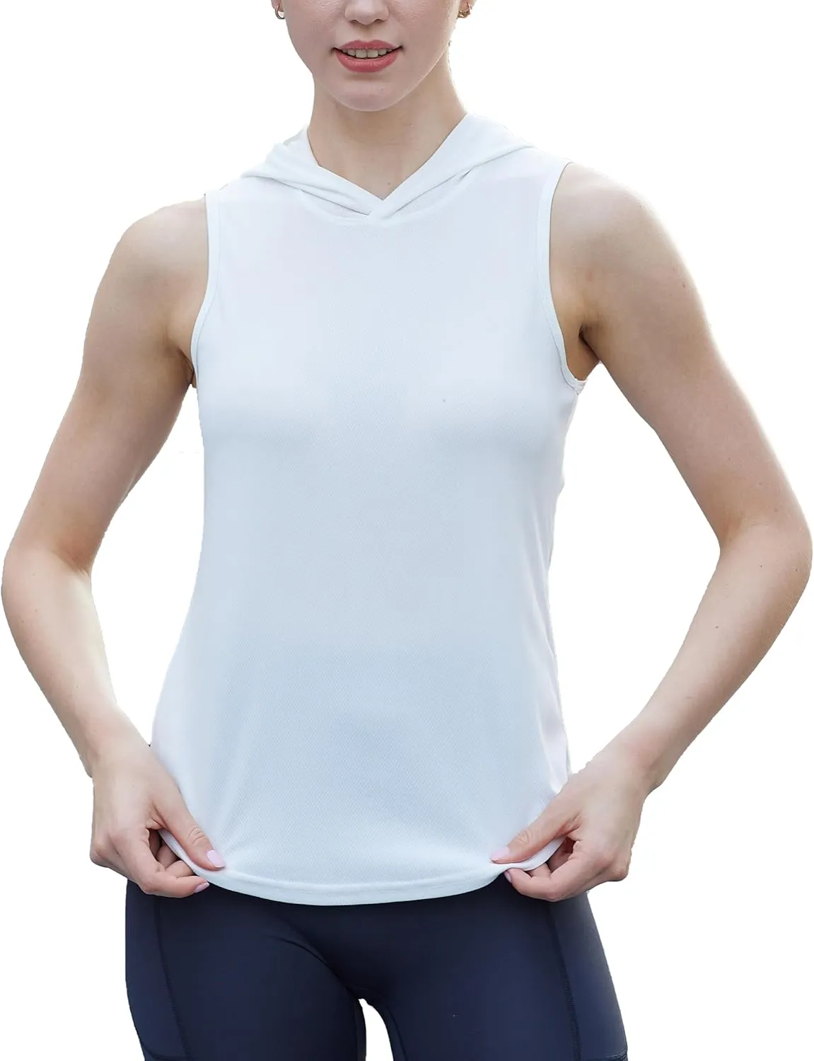 Womens Workout Hooded Tank Yoga Tops Running Shirts Quick Dry Gym Sleeveless Hoodie
