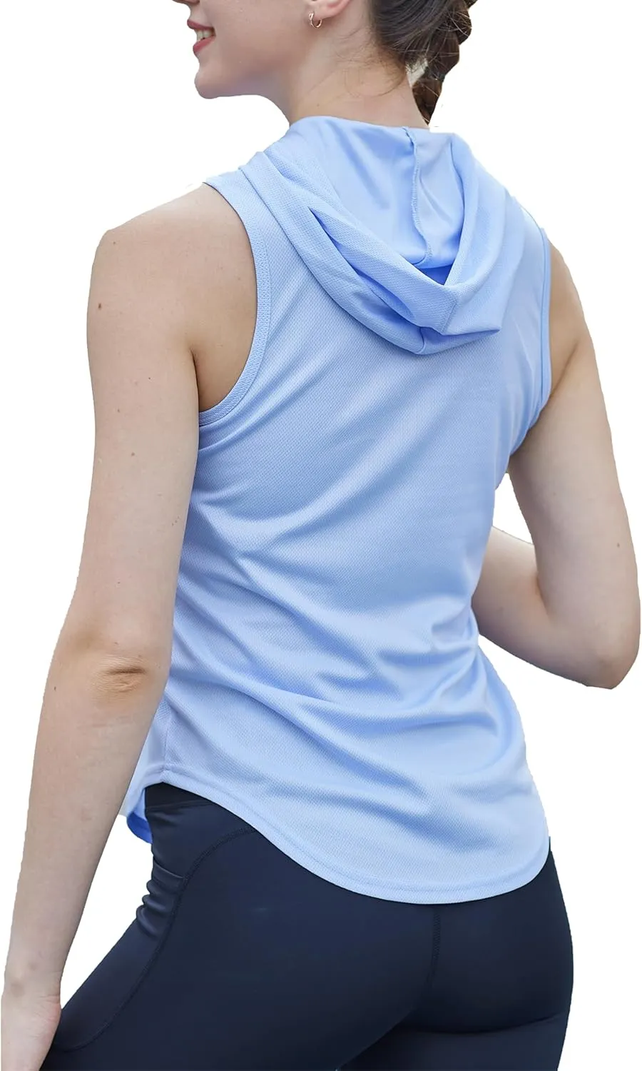 Womens Workout Hooded Tank Yoga Tops Running Shirts Quick Dry Gym Sleeveless Hoodie