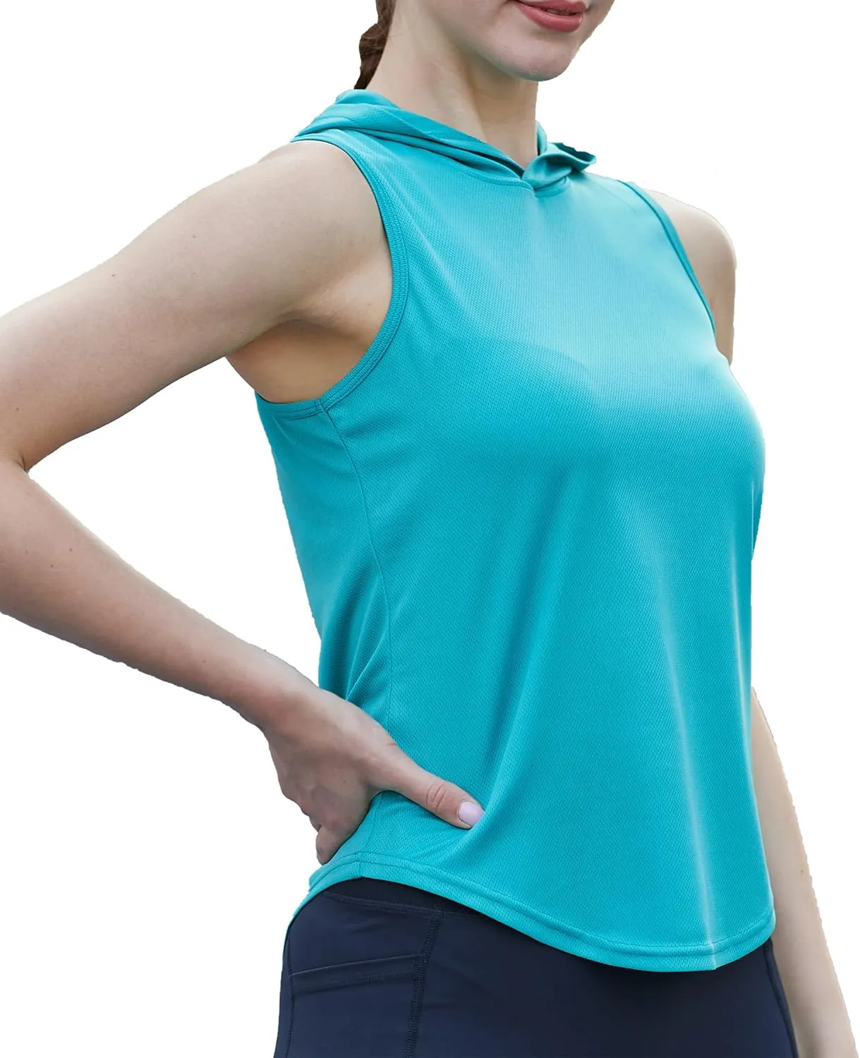 Womens Workout Hooded Tank Yoga Tops Running Shirts Quick Dry Gym Sleeveless Hoodie