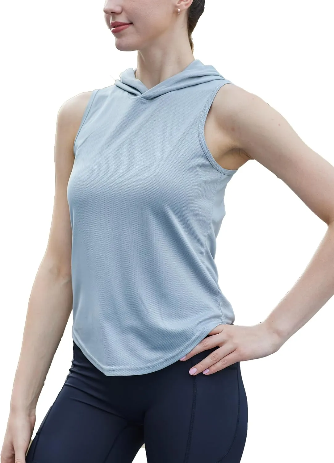 Womens Workout Hooded Tank Yoga Tops Running Shirts Quick Dry Gym Sleeveless Hoodie