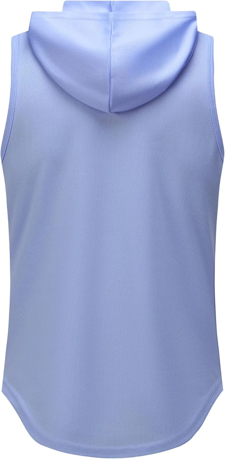 Womens Workout Hooded Tank Yoga Tops Running Shirts Quick Dry Gym Sleeveless Hoodie