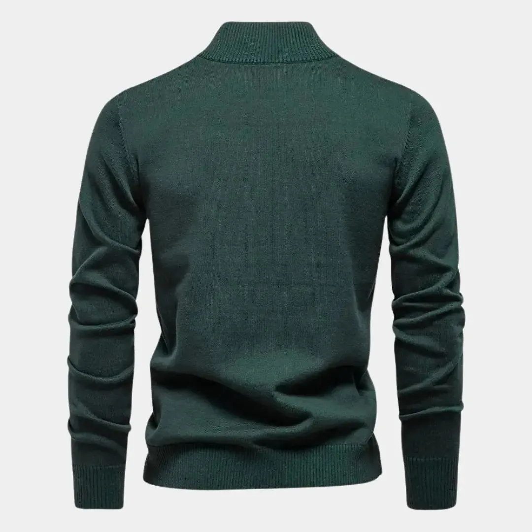 Zipper Solid Daily Outdoor Color Knit Sweater - Cross & Crown